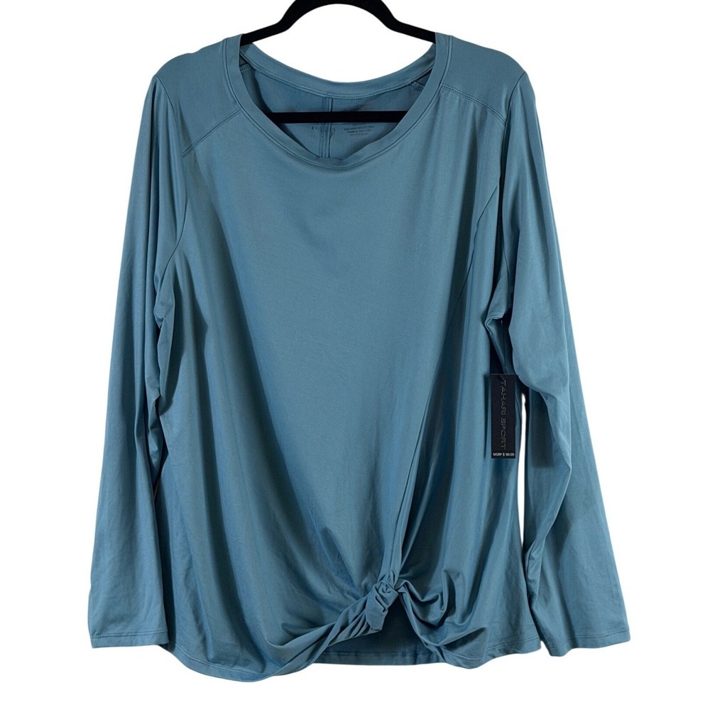 Tahari Sport Top Sz 2X Front Knot Activewear Athleisure Pullover Shirt New